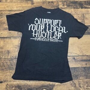 Expensive Taste Graphic T-Shirt Support‎ Your Local Hustler Black Medium